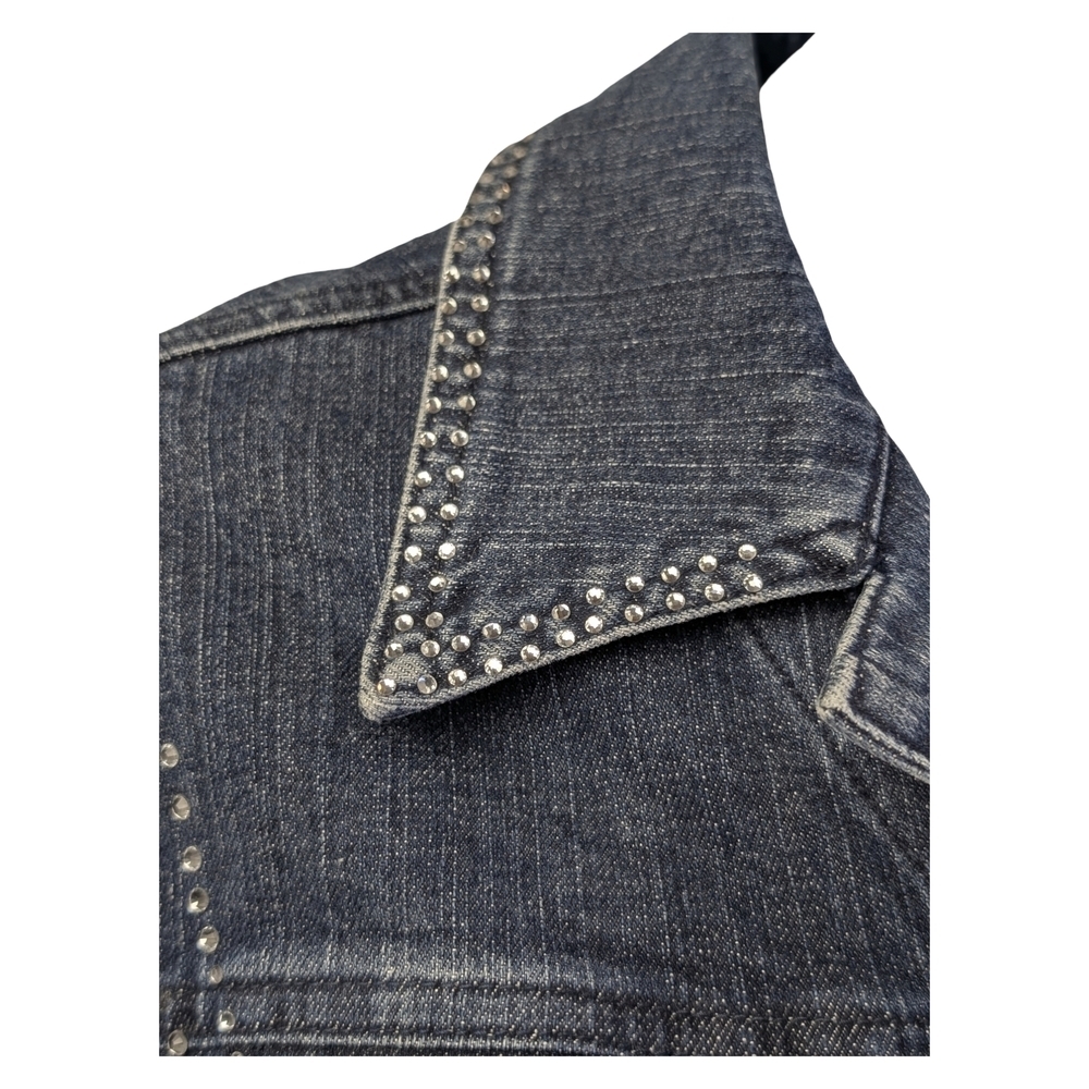 Rhinestone Studded Denim Jacket | Katina Marie | Y2K Glam Western | Size M - Picture 4 of 9